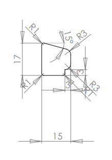 E1 17 x 15 mm